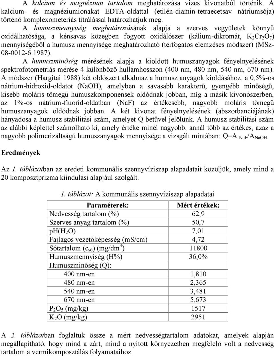A humuszmennyiség meghatározásának alapja a szerves vegyületek könnyű oxidálhatósága, a kénsavas közegben fogyott oxidálószer (kálium -dikromát, K 2 Cr 2 O 7 ) mennyiségéből a humusz mennyisége