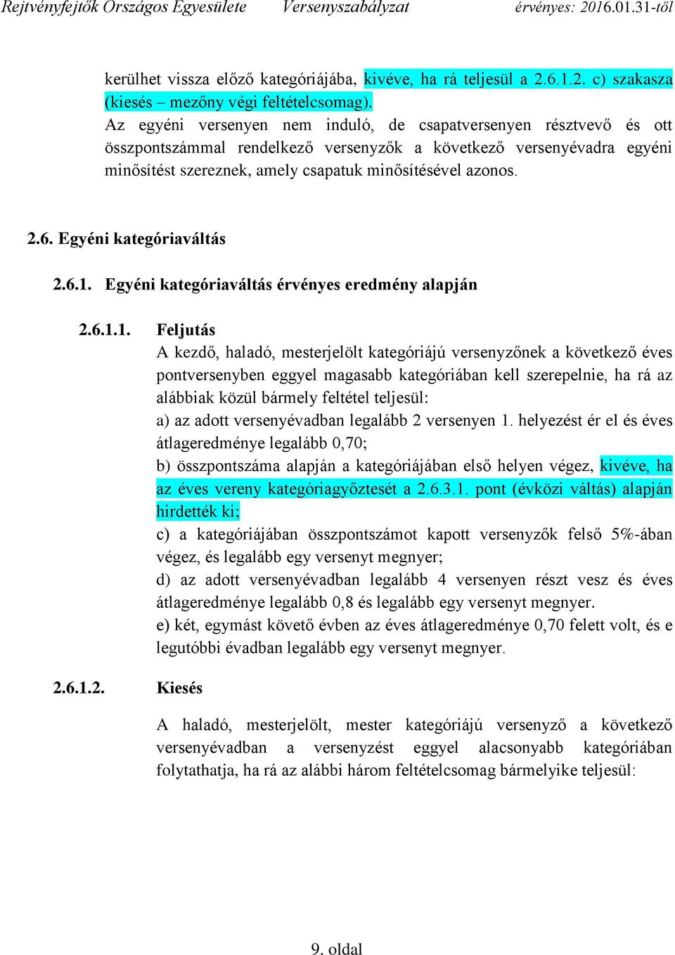 6. Egyéni kategóriaváltás 2.6.1.