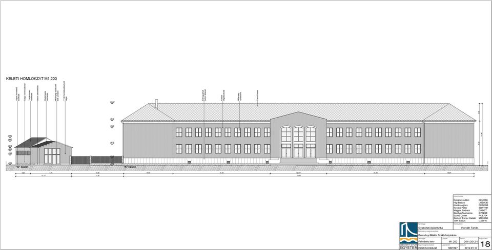 lábazat Klinker Műanyag nyílászáró Eternit fedés KELETI HOMLOKZAT M1:200 +7,80 13,54 5 +4,87 +2, + +