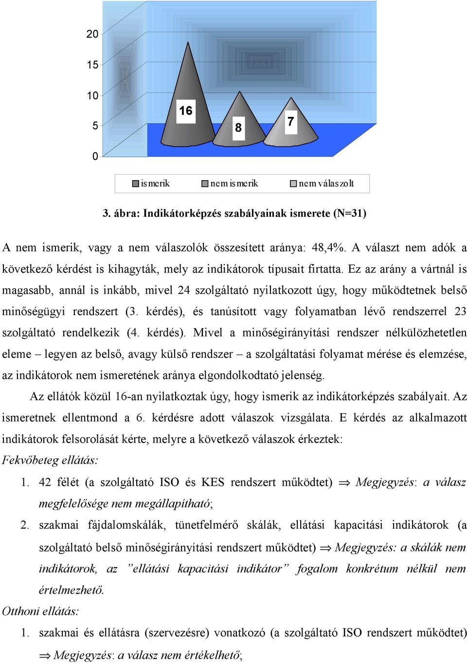 Ez az arány a vártnál is magasabb, annál is inkább, mivel 24 szolgáltató nyilatkozott úgy, hogy működtetnek belső minőségügyi rendszert (3.