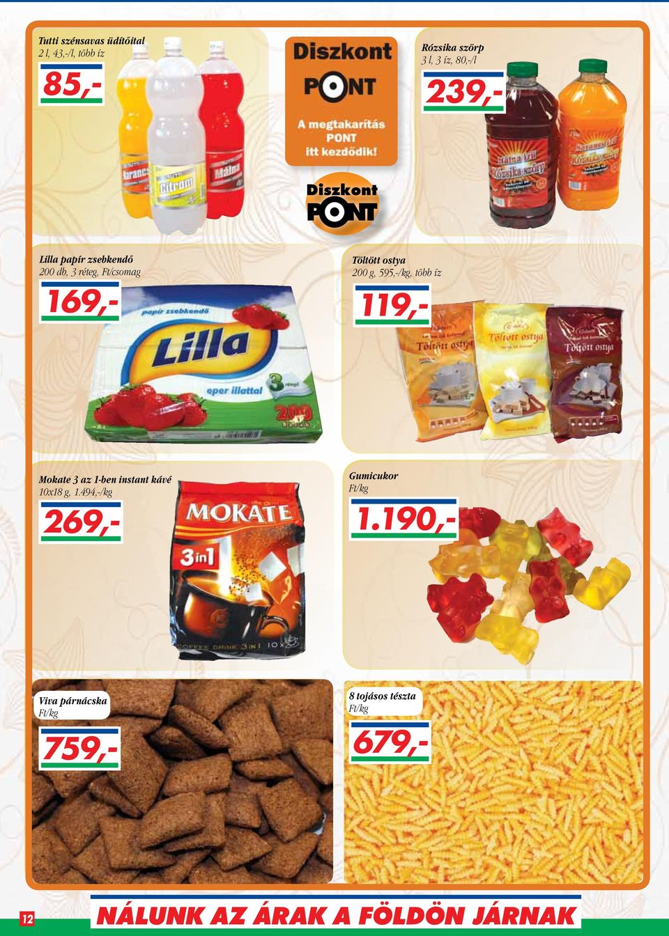 595,-/kg, több íz Mokate 3 az 1-ben instant kávé 10x18 g, 1.