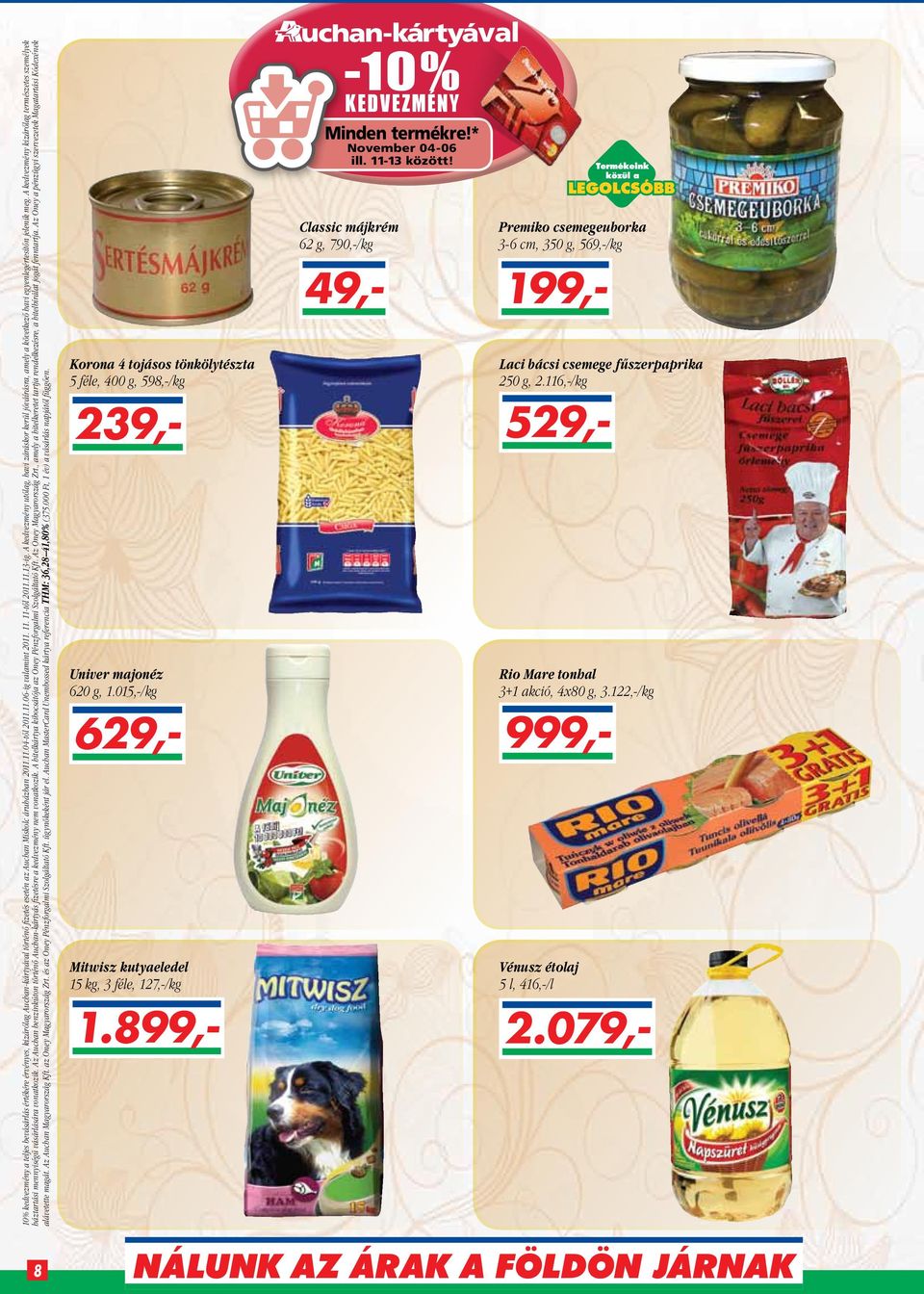 Az Auchan benzinkúton történő Auchan-kártyás fizetésre a kedvezmény nem vonatkozik. A hitelkártya kibocsátója az Oney Pénzforgalmi Szolgáltató Kft. Az Oney Magyarország Zrt.