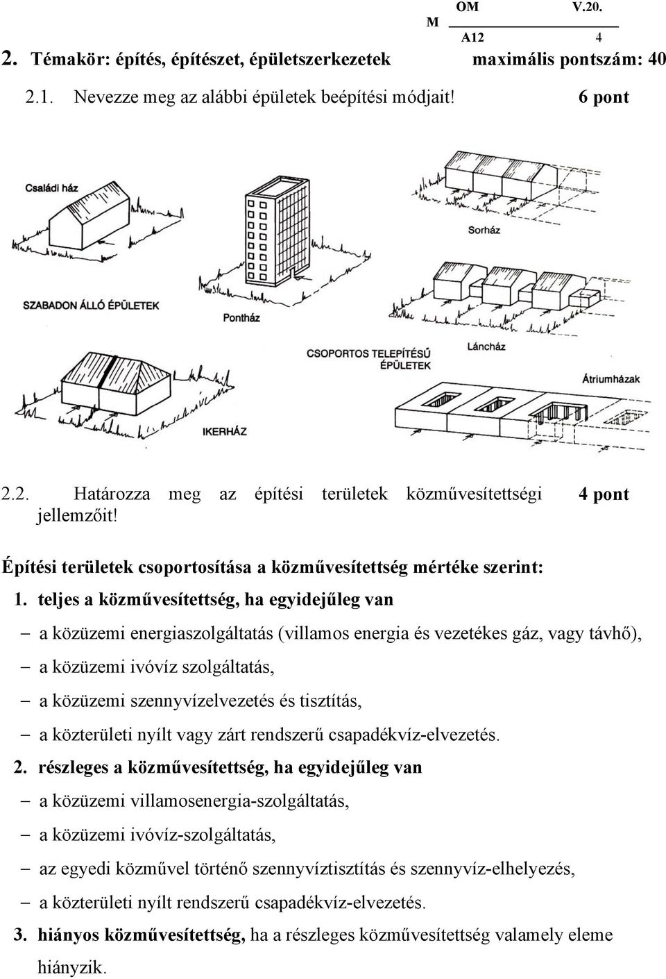 teljes a közművesítettség, ha egyidejűleg van a közüzemi energiaszolgáltatás (villamos energia és vezetékes gáz, vagy távhő), a közüzemi ivóvíz szolgáltatás, a közüzemi szennyvízelvezetés és