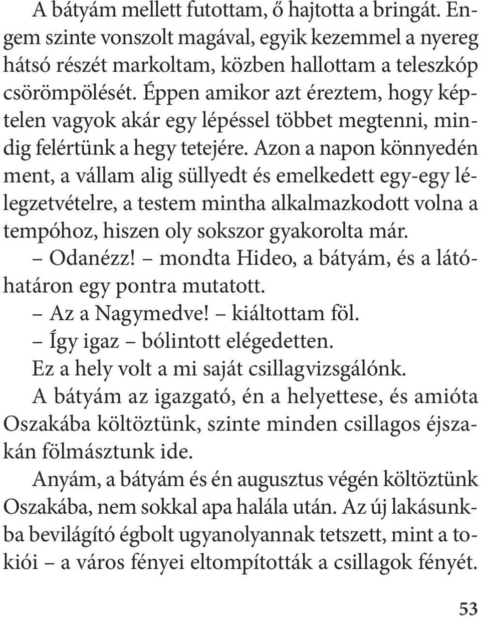 Azon a napon könnyedén ment, a vállam alig süllyedt és emelkedett egy-egy lélegzetvételre, a testem mintha alkalmazkodott volna a tempóhoz, hiszen oly sokszor gyakorolta már. Odanézz!