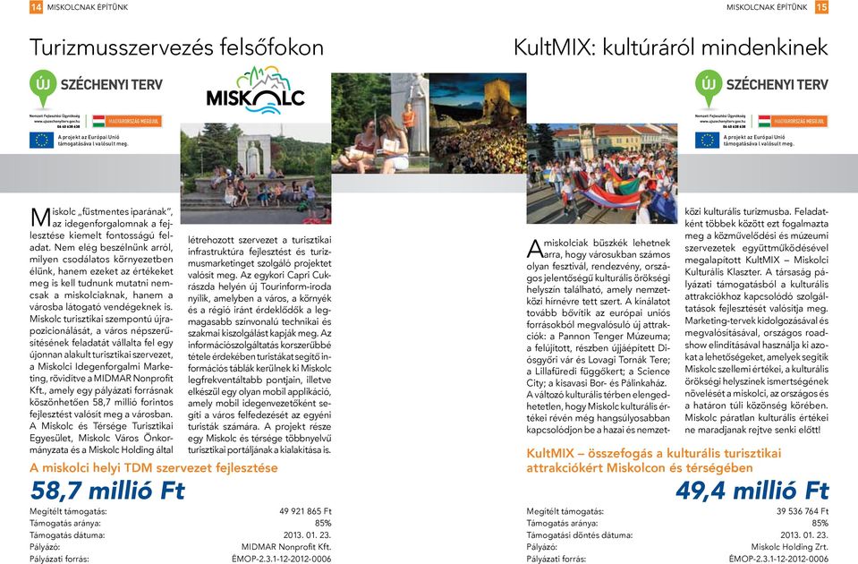 Miskolc turisztikai szempontú újrapo zi cionálását, a város népszerűsítésének feladatát vállalta fel egy újonnan alakult turisztikai szervezet, a Miskolci Idegenforgalmi Marketing, rövidítve a MIDMAR