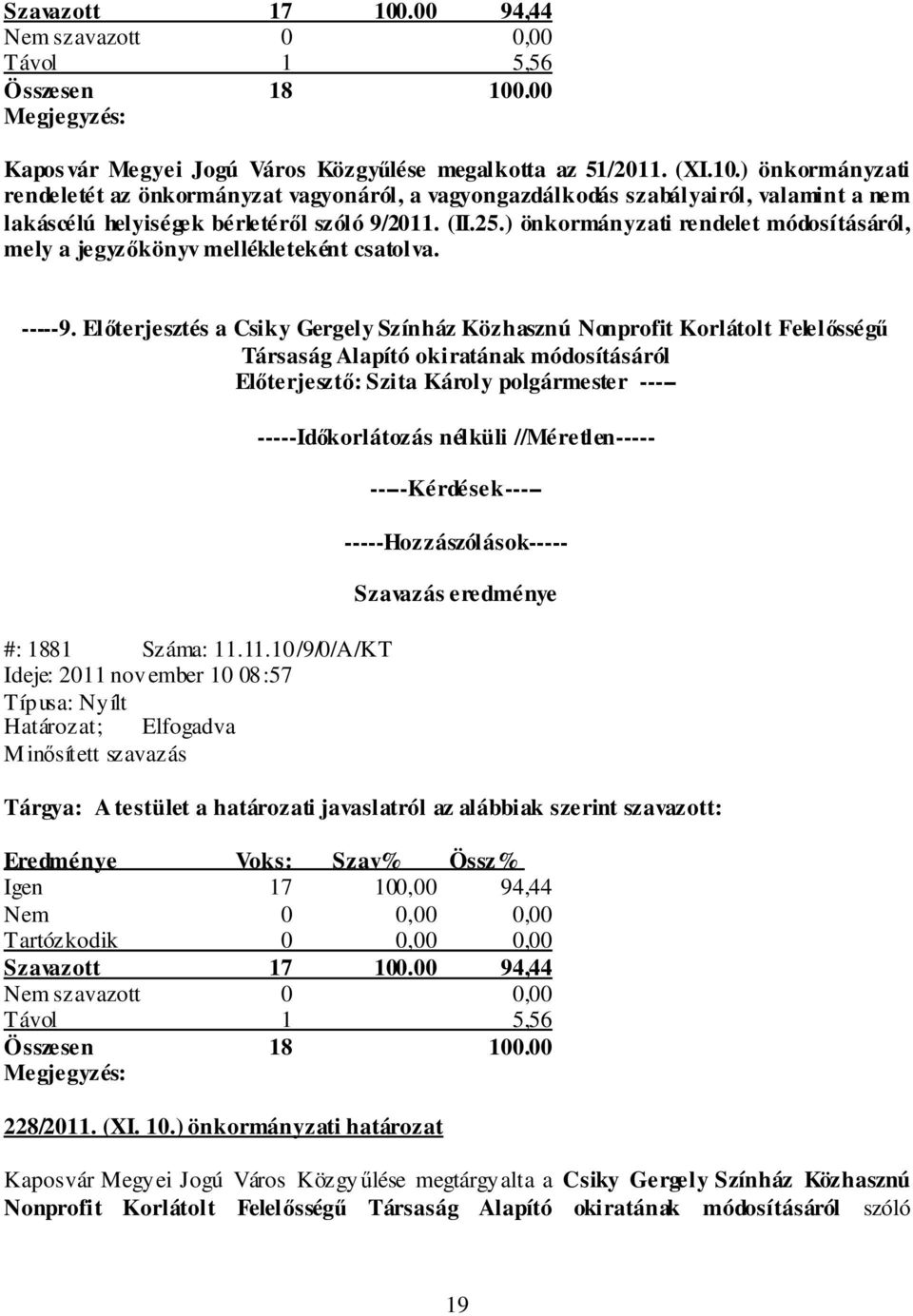 ) önkormányzati rendelet módosításáról, mely a jegyzőkönyv mellékleteként csatolva. -----9.