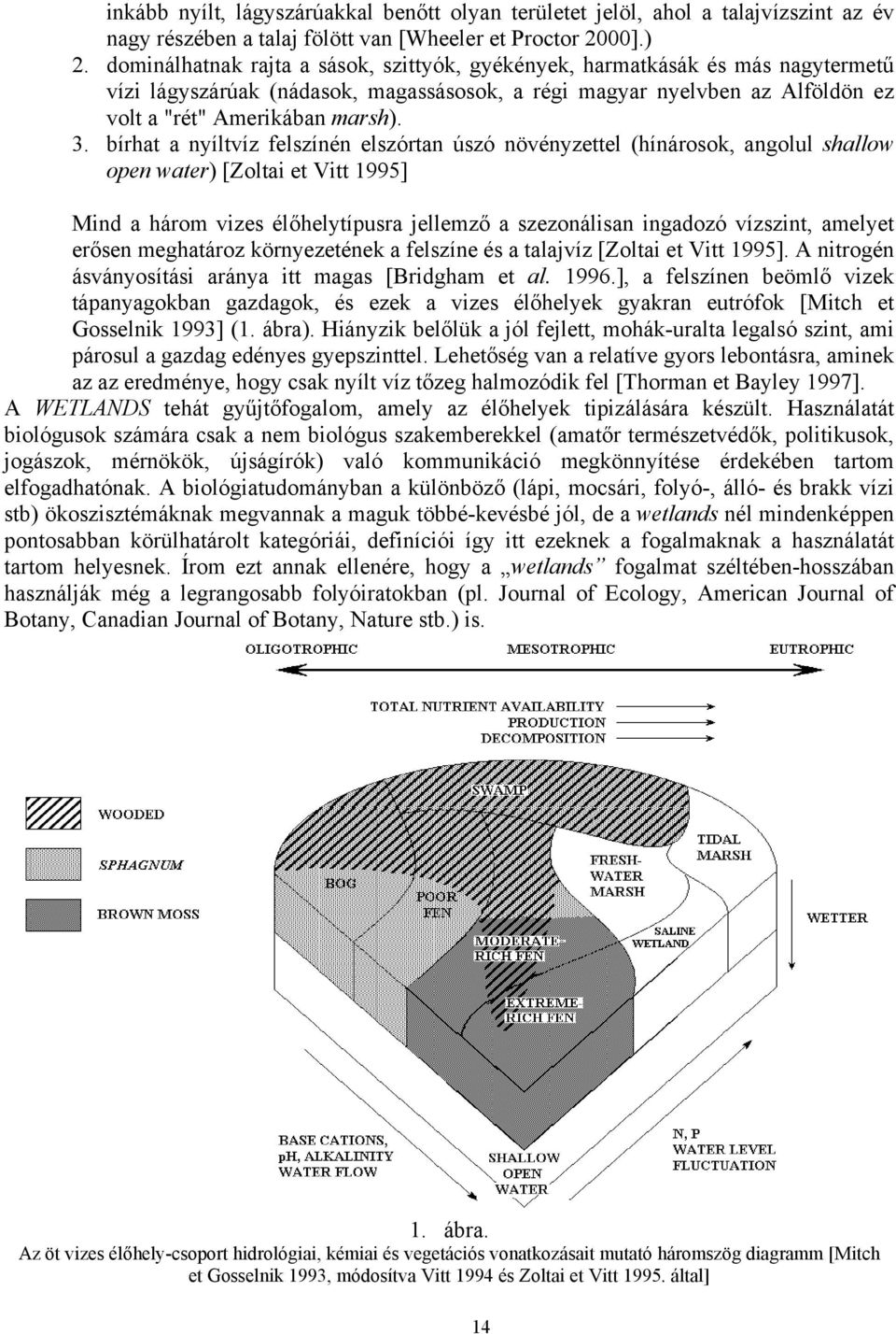 bírhat a nyíltvíz felszínén elszórtan úszó növényzettel (hínárosok, angolul shallow open water) [Zoltai et Vitt 1995] Mind a három vizes élőhelytípusra jellemző a szezonálisan ingadozó vízszint,