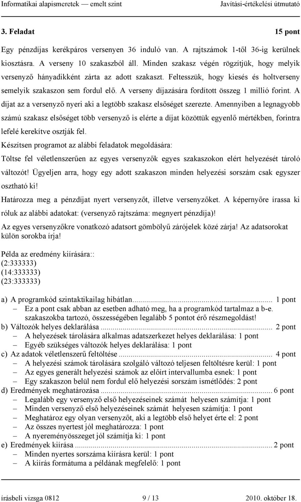 A verseny díjazására fordított összeg 1 millió forint. A díjat az a versenyző nyeri aki a legtöbb szakasz elsőséget szerezte.