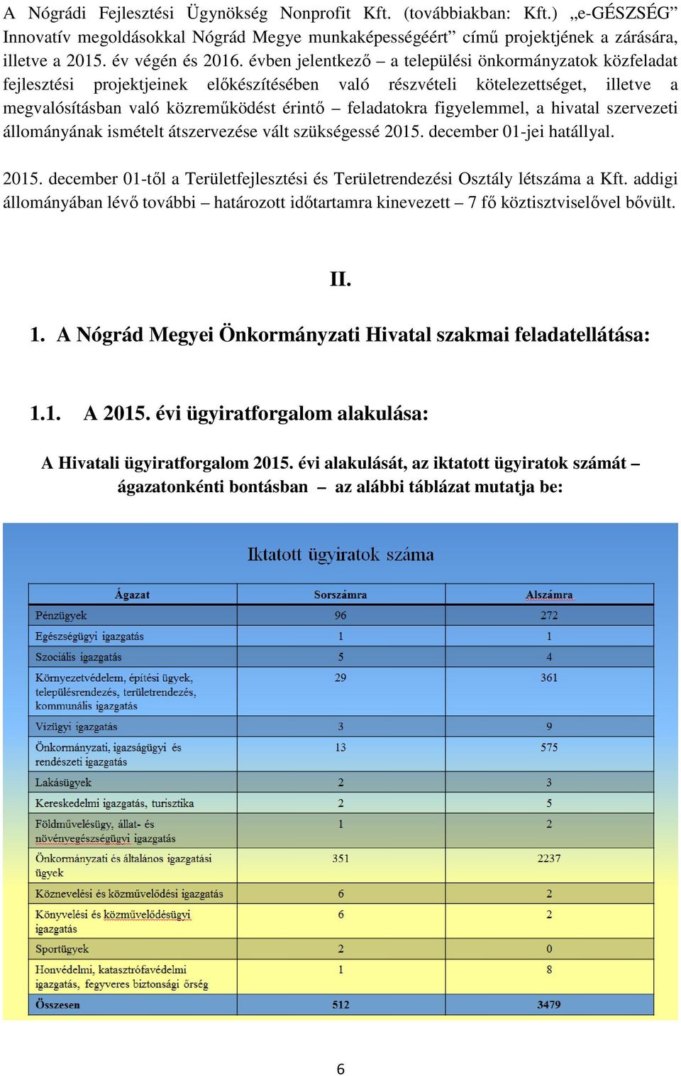 figyelemmel, a hivatal szervezeti állományának ismételt átszervezése vált szükségessé 2015. december 01-jei hatállyal. 2015. december 01-től a Területfejlesztési és Területrendezési Osztály létszáma a Kft.