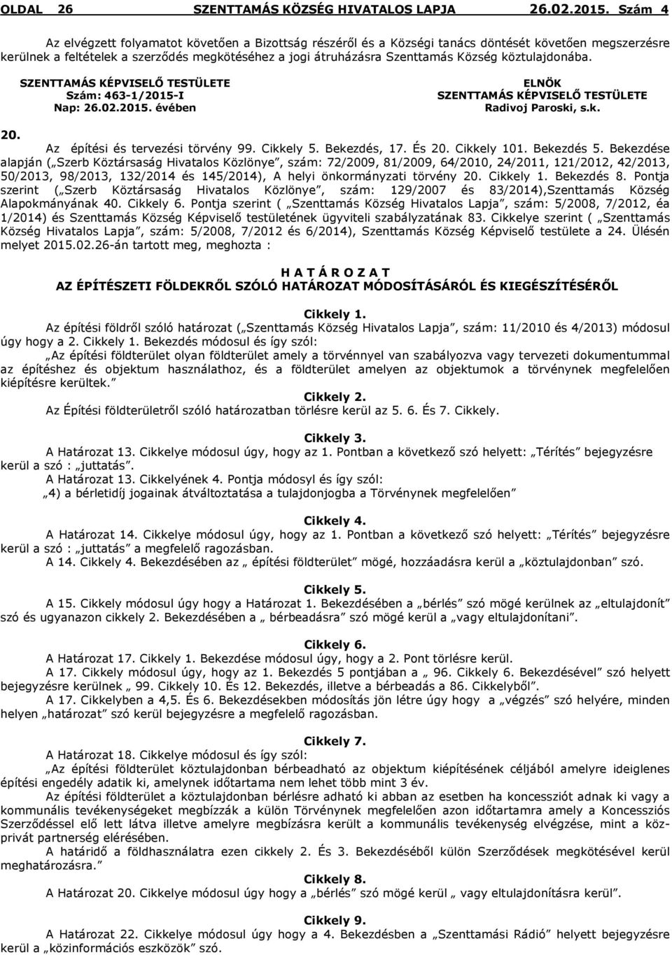 Bekezdés, 17. És 20. Cikkely 101. Bekezdés 5.