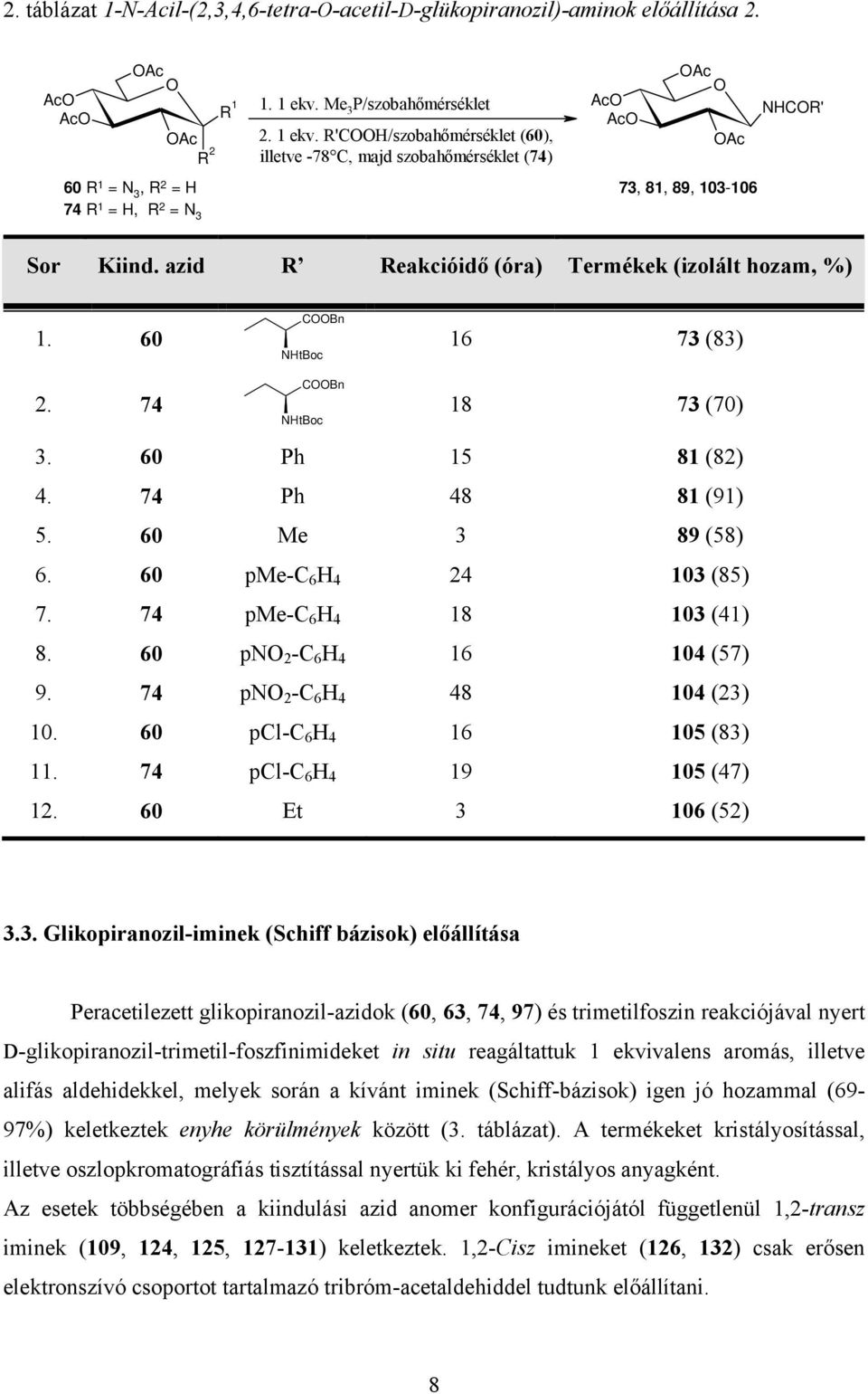 azid R Reakcióidő (óra) Termékek (izolált hozam, %) 1. 60 2. 74 CBn NHtBoc CBn NHtBoc 16 73 (83) 18 73 (70) 3. 60 Ph 15 81 (82) 4. 74 Ph 48 81 (91) 5. 60 Me 3 89 (58) 6. 60 pme-c 6 H 4 24 103 (85) 7.