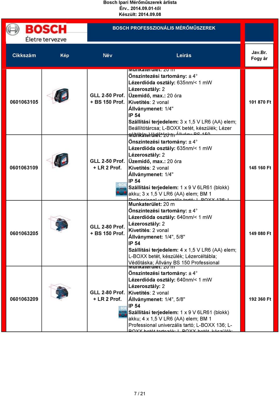 Lézerdióda osztály: 635nm/< 1 mw Üzemidő, max.