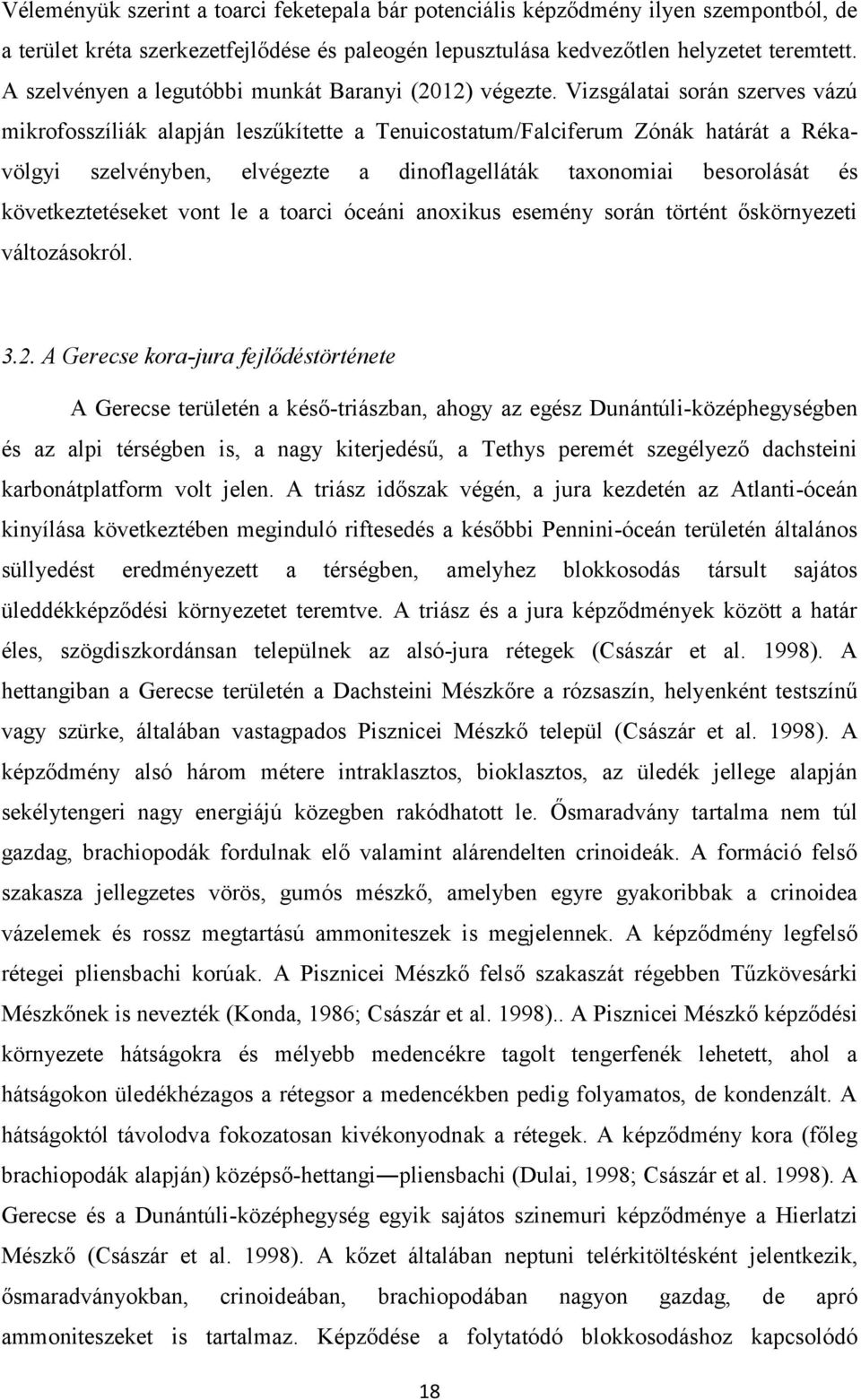 Vizsgálatai során szerves vázú mikrofosszíliák alapján leszűkítette a Tenuicostatum/Falciferum Zónák határát a Rékavölgyi szelvényben, elvégezte a dinoflagelláták taxonomiai besorolását és