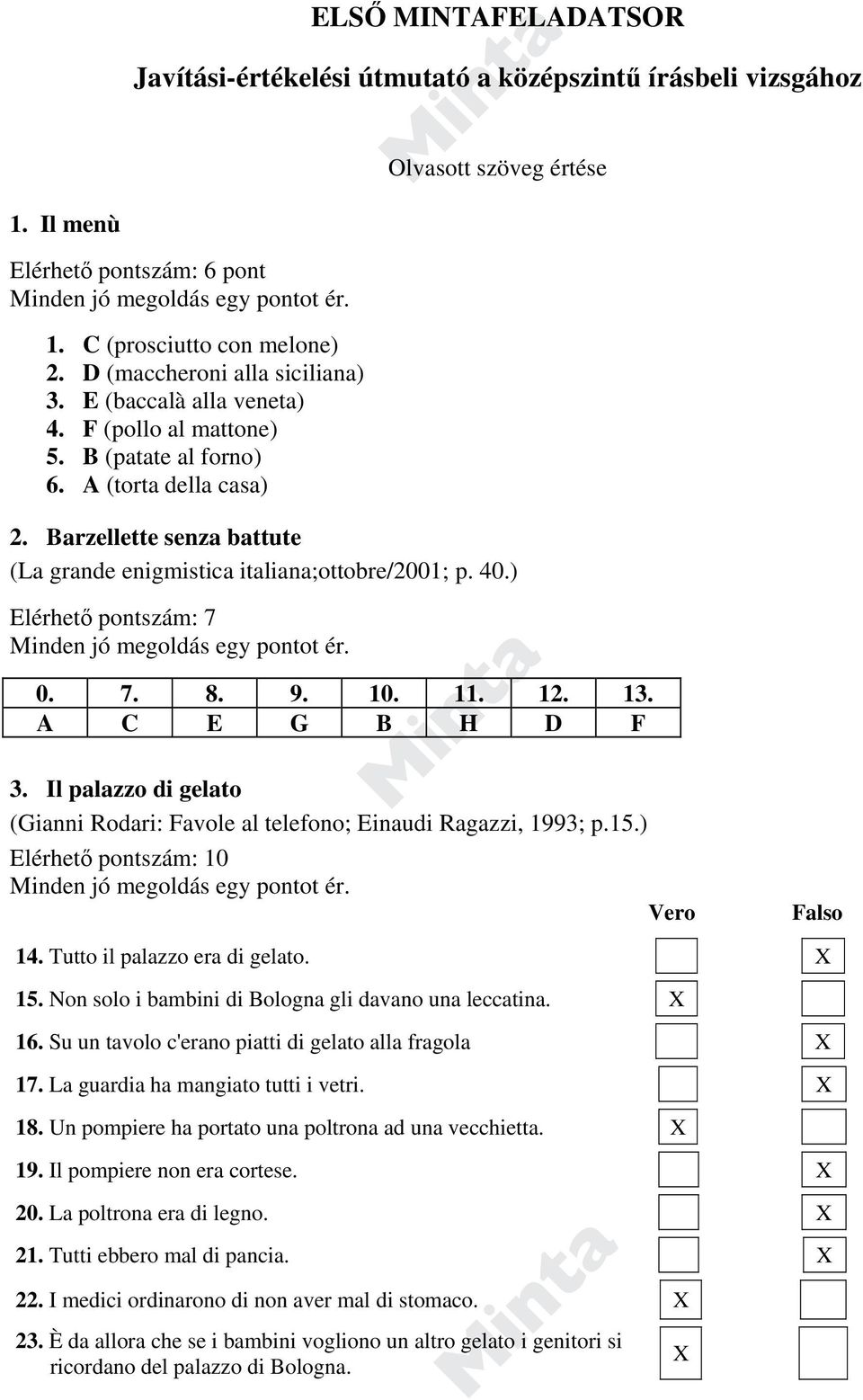 Barzellette senza battute (La grande enigmistica italiana;ottobre/2001; p. 40.) Elérhető pontszám: 7 0. 7. 8. 9. 10. 11. 12. 13. A C E G B H D F 3.