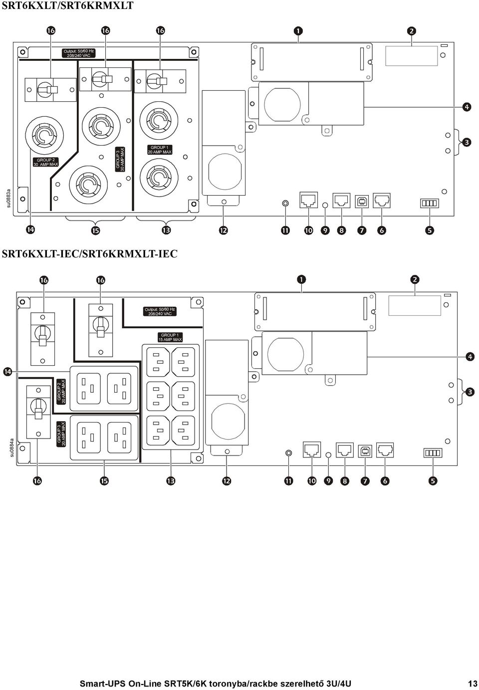 su0883a SRT6KXLT-IEC/SRT6KRMXLT-IEC Output: 50/60 Hz 208/240 VAC GROUP 1