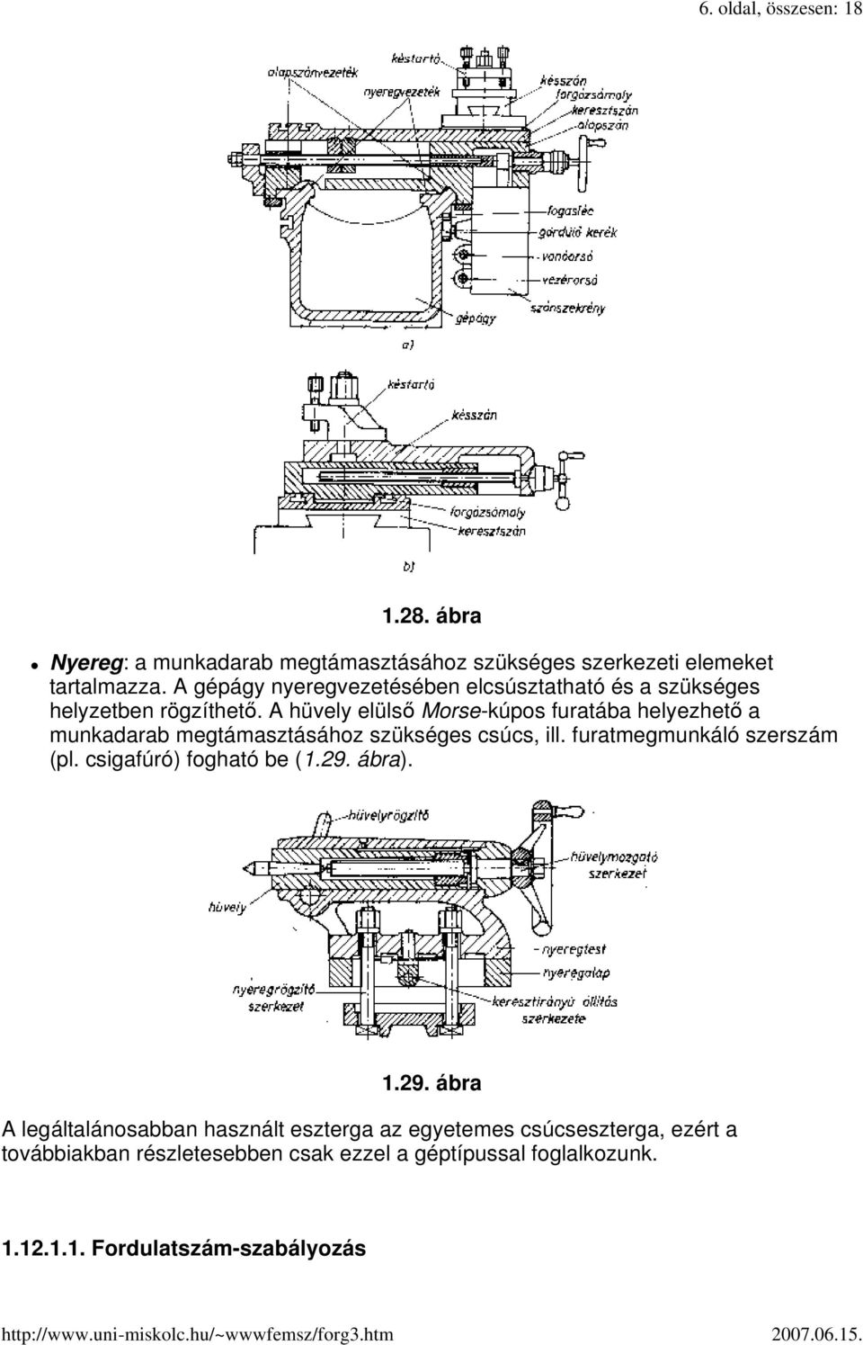 A hüvely elülsı Morse-kúpos furatába helyezhetı a munkadarab megtámasztásához szükséges csúcs, ill. furatmegmunkáló szerszám (pl.