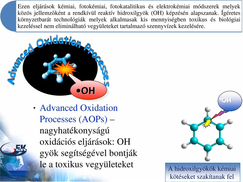 Ígéretes környzetbarát technológiák melyek alkalmasak kis mennyiségben toxikus és biológiai kezeléssel nem eliminálható
