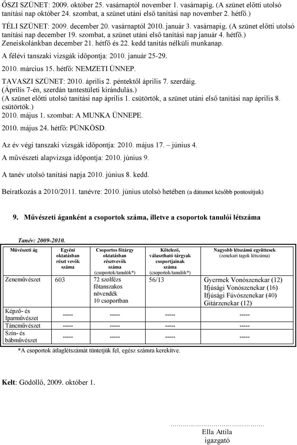 hétfő és 22. kedd tanítás nélküli munkanap. A félévi tanszaki vizsgák időpontja: 2010. január 25-29. 2010. március 15. hétfő: NEMZETI ÜNNEP. TAVASZI SZÜNET: 2010. április 2. péntektől április 7.