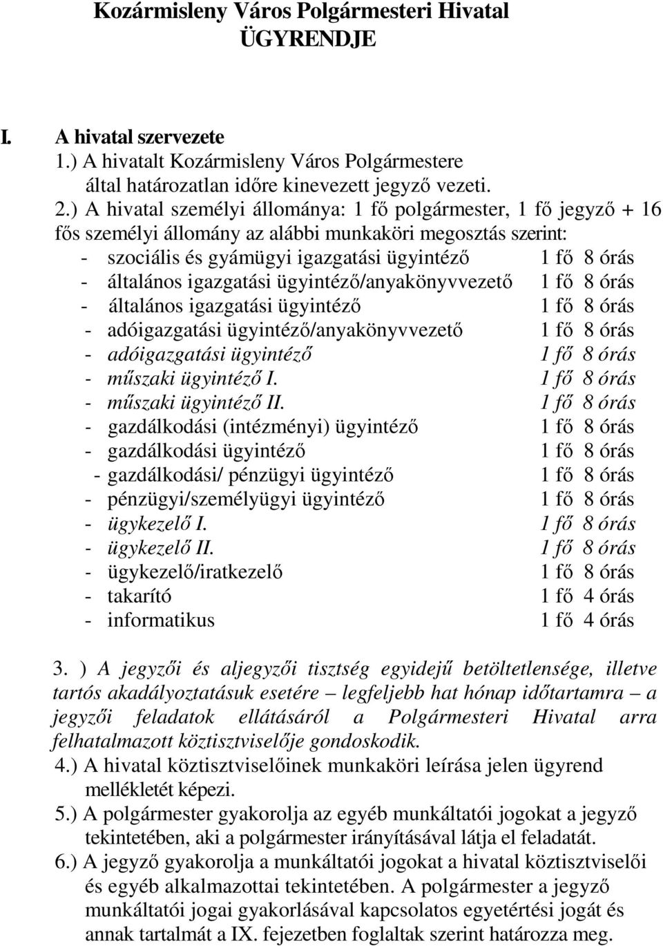 Kozármisleny Város Polgármesteri Hivatal ÜGYRENDJE - PDF Ingyenes letöltés