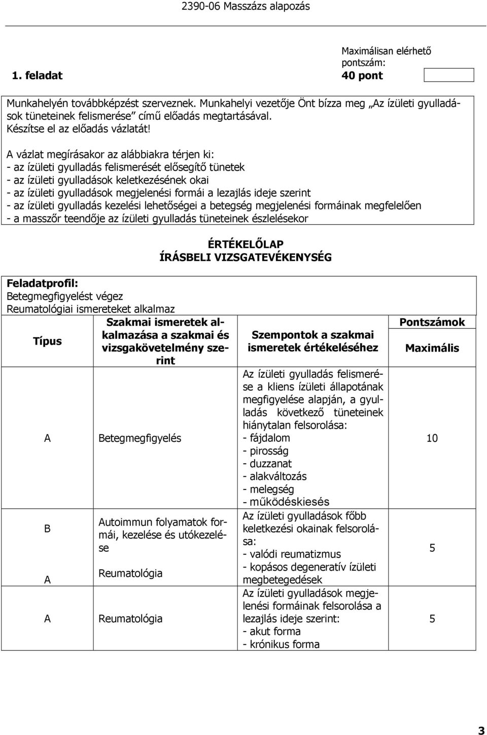 vázlat megírásakor az alábbiakra térjen ki: - az ízületi gyulladás felismerését elısegítı tünetek - az ízületi gyulladások keletkezésének okai - az ízületi gyulladások megjelenési formái a lezajlás