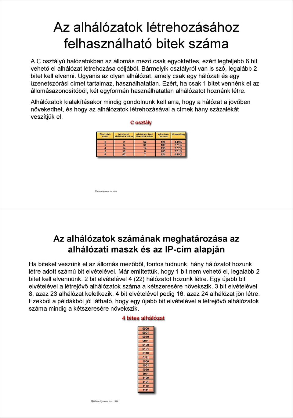 Ezért, ha csak 1 bitet vennénk el az állomásazonosítóból, két egyformán használhatatlan alhálózatot hoznánk létre.