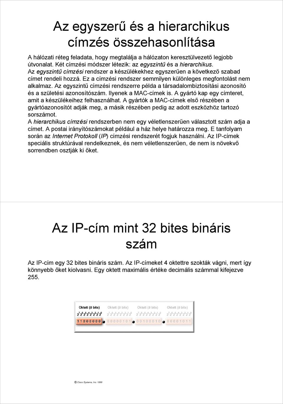 Ez a címzési rendszer semmilyen különleges megfontolást nem alkalmaz. Az egyszintű címzési rendszerre példa a társadalombiztosítási azonosító és a születési azonosítószám. Ilyenek a MAC-címek is.