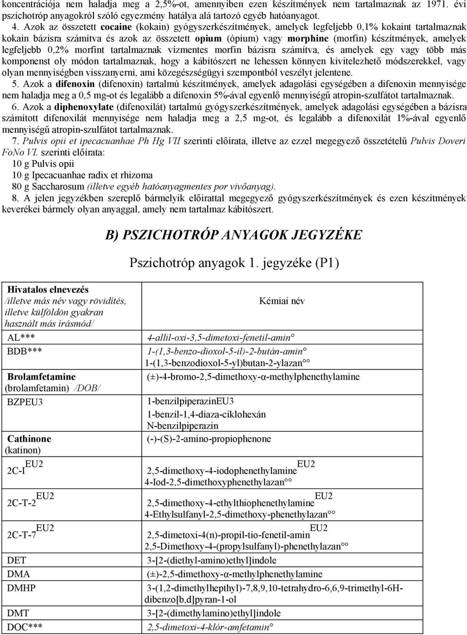 amelyek legfeljebb 0,2% morfint tartalmaznak vízmentes morfin bázisra számítva, és amelyek egy vagy több más komponenst oly módon tartalmaznak, hogy a kábítószert ne lehessen könnyen kivitelezhető