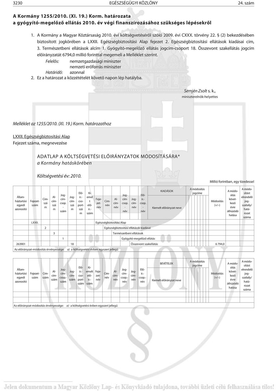 Egészségbiztosítási ellátások kiadásai cím, 3. Természetbeni ellátások alcím 1. Gyógyító-megelõzõ ellátás jogcím-csoport 18.