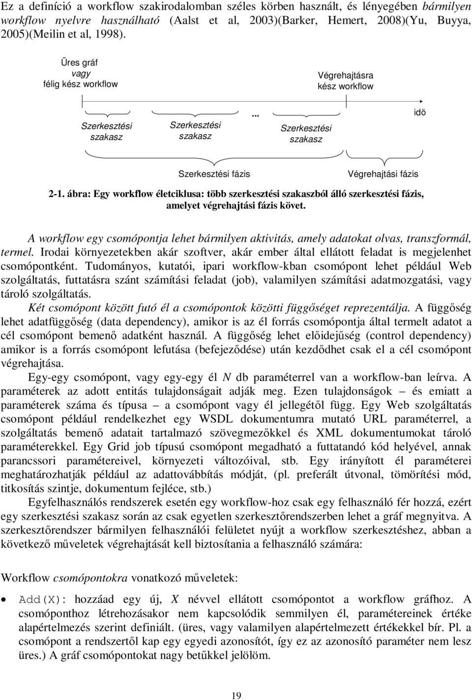 ábra: Egy workflow életciklusa: több szerkesztési szakaszból álló szerkesztési fázis, amelyet végrehajtási fázis követ.