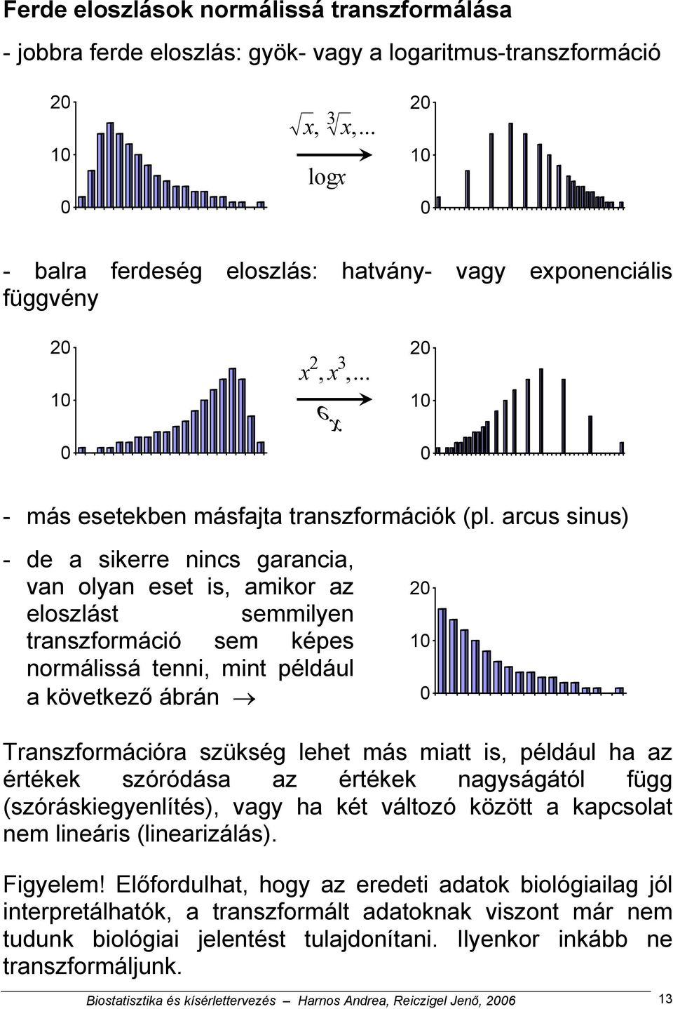 arcus sinus) - de a sikerre nincs garancia, van olyan eset is, amikor az eloszlást semmilyen transzformáció sem képes normálissá tenni, mint például a következő ábrán 20 10 0 Transzformációra szükség