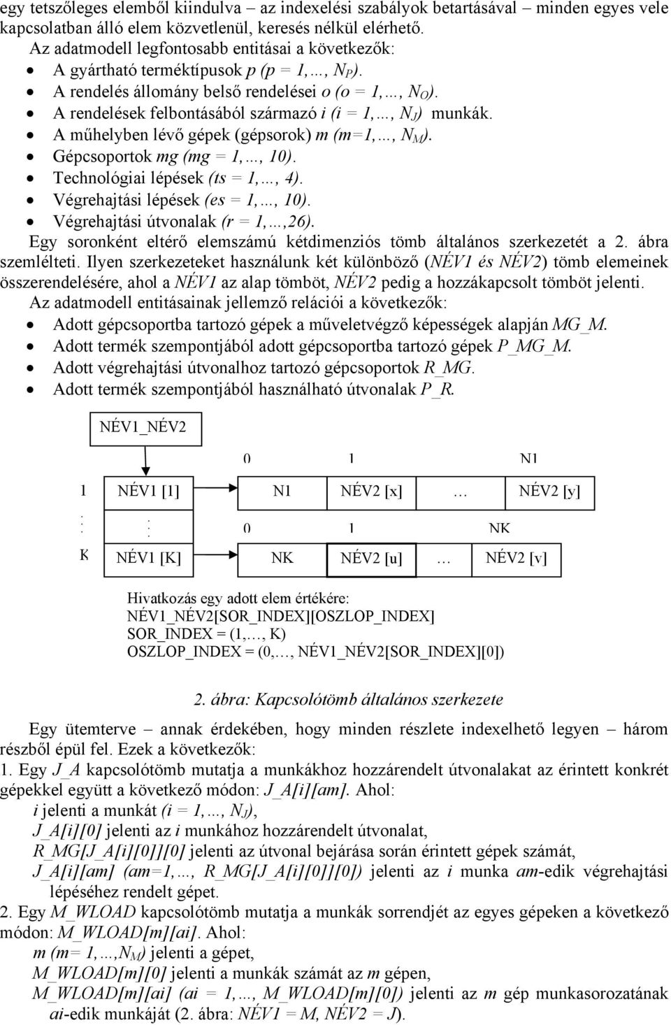 N M ) Gépcsoportok mg (mg = 1,, 10) Technológiai lépések (ts = 1,, 4) Végrehajtási lépések (es = 1,, 10) Végrehajtási útvonalak (r = 1,,26) Egy soronként eltérő elemszámú kétdimenziós tömb általános