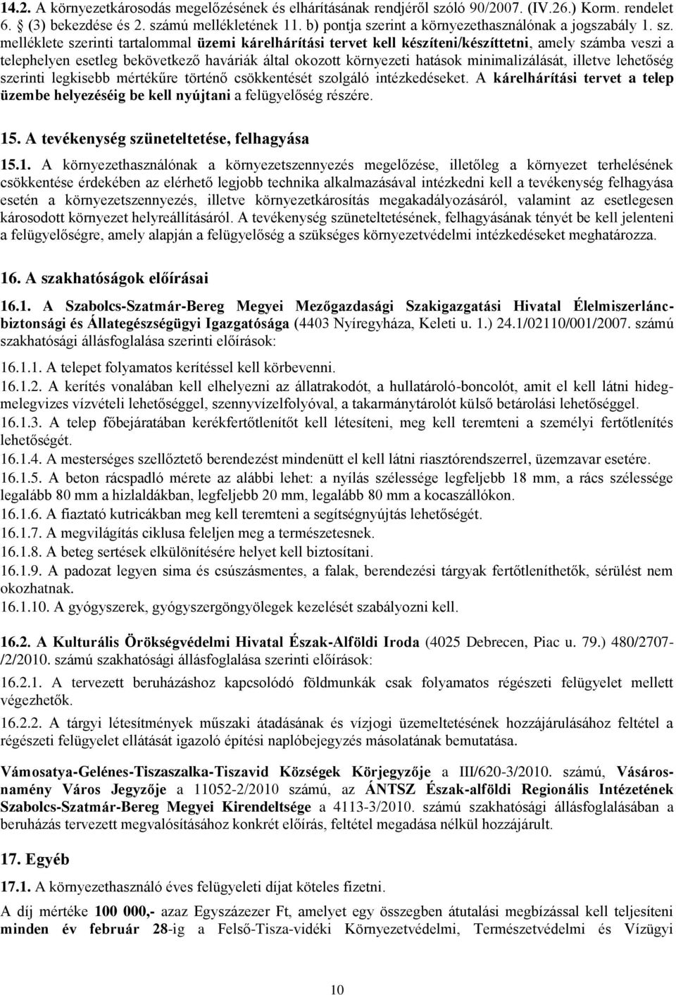 rint a környezethasználónak a jogszabály 1. sz.