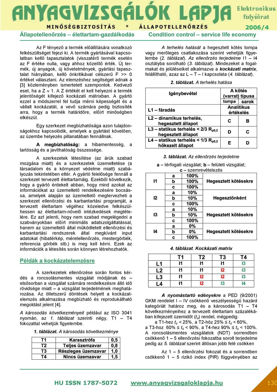 Az elemzéshez segítséget adnak a [3] közleményben ismertetett szempontok. Kedvező eset, ha a Z 1. A Z értékét el kell helyezni a termék jelentőségét kifejező kockázati mátrixban.