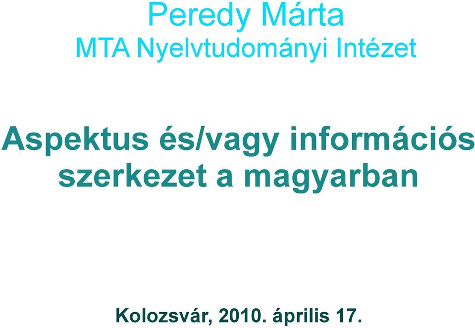 Aspektus és/vagy információs