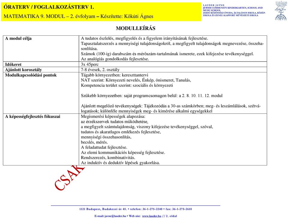 Az analógiás gondolkodás fejlesztése. 3x 45perc 7-8 évesek, 2.