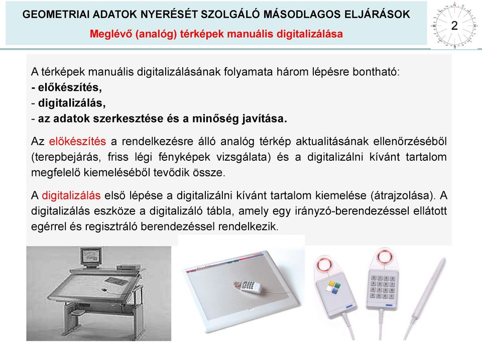 Az előkészítés a rendelkezésre álló analóg térkép aktualitásának ellenőrzéséből (terepbejárás, friss légi fényképek vizsgálata) és a digitalizálni kívánt
