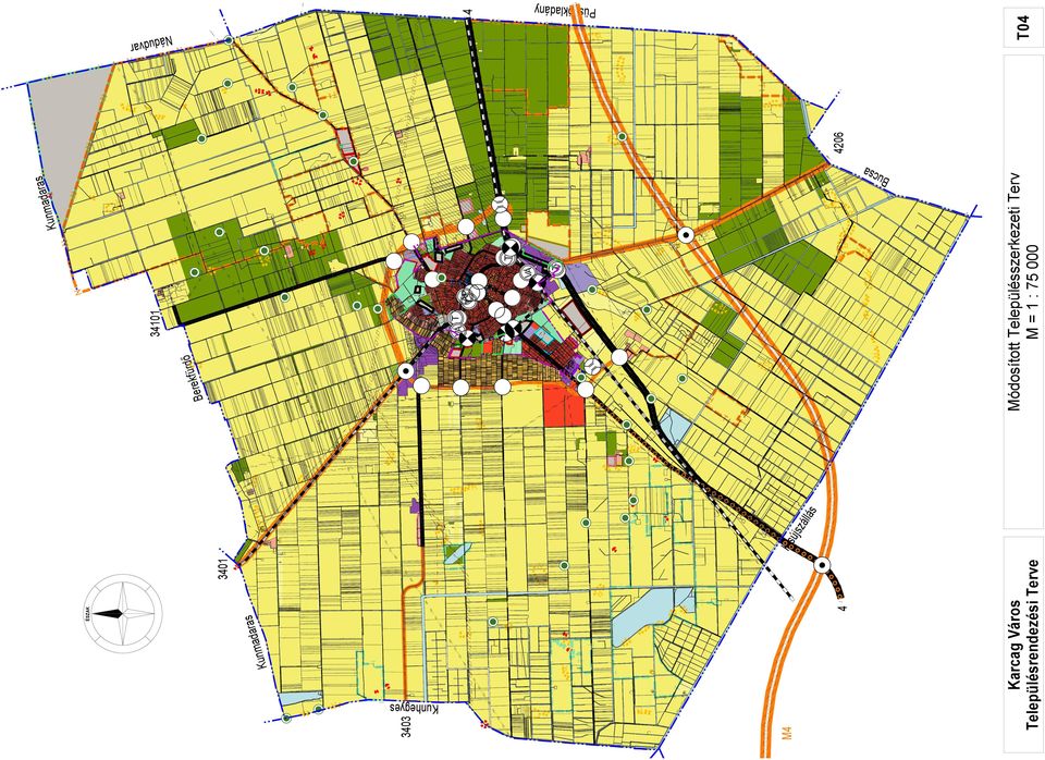 Módosított Településszerkezeti Terv M = 1 : 75 000 Berek