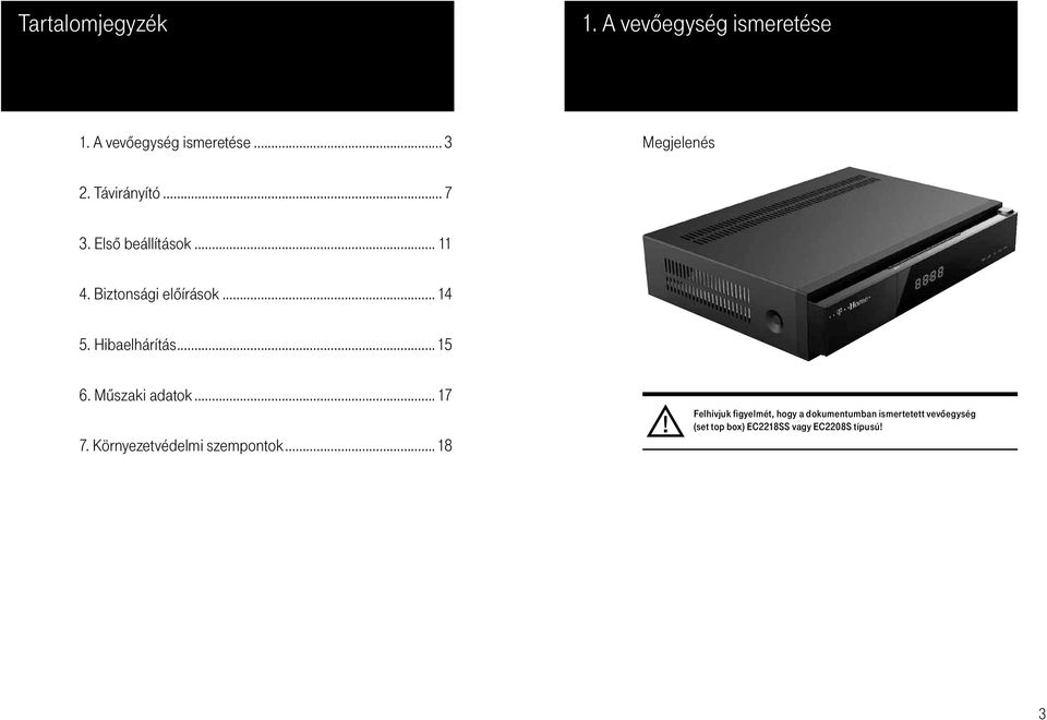 EC2218SS / EC2208S. digitális beltéri vevőegység kezelési útmutató - PDF  Ingyenes letöltés
