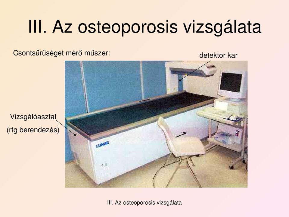 detektor kar Vizsgálóasztal (rtg