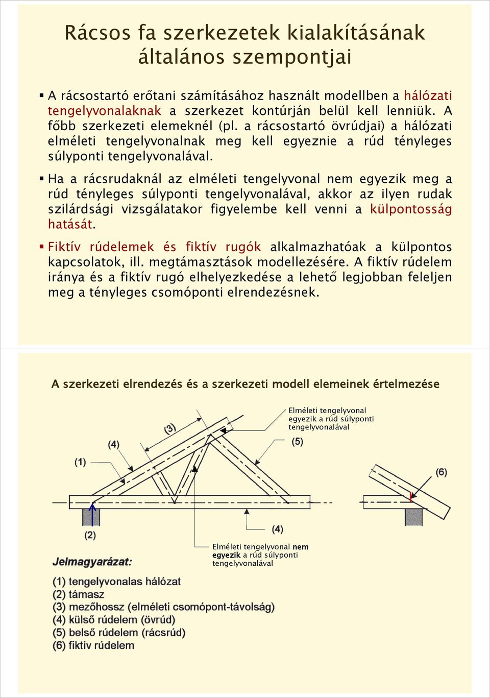 Ha a rácsrudaknál az elméleti tengelvonal nem egezik meg a rúd ténleges súlponti tengelvonalával, akkor az ilen rudak szilárdsági vizsgálatakor figelembe kell venni a külpontosság hatását.