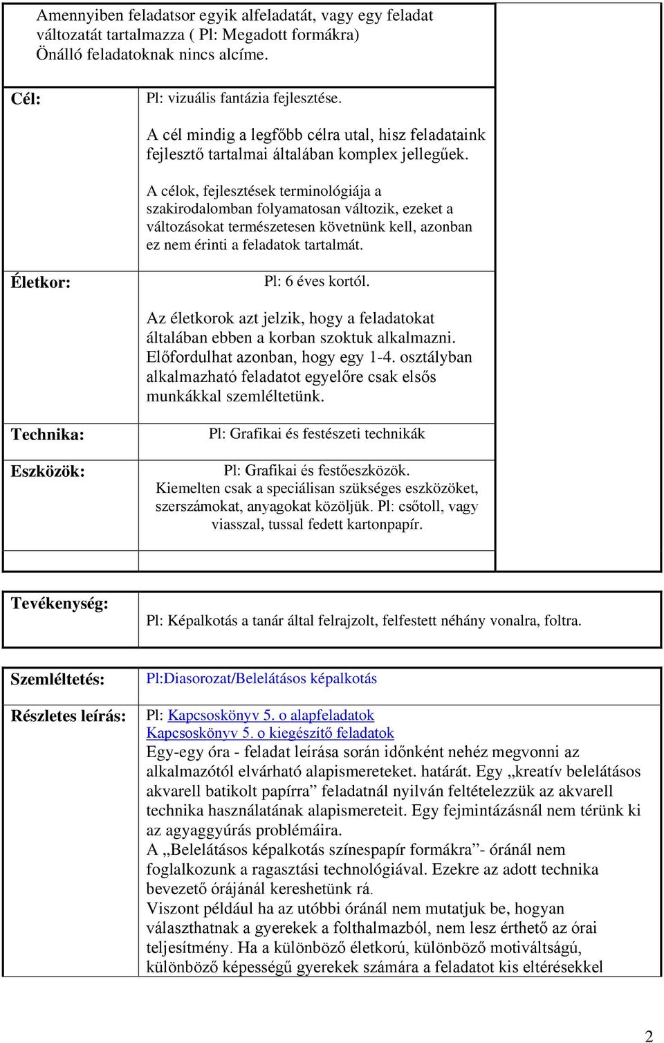 A célok, fejlesztések terminológiája a szakirodalomban folyamatosan változik, ezeket a változásokat természetesen követnünk kell, azonban ez nem érinti a feladatok tartalmát.