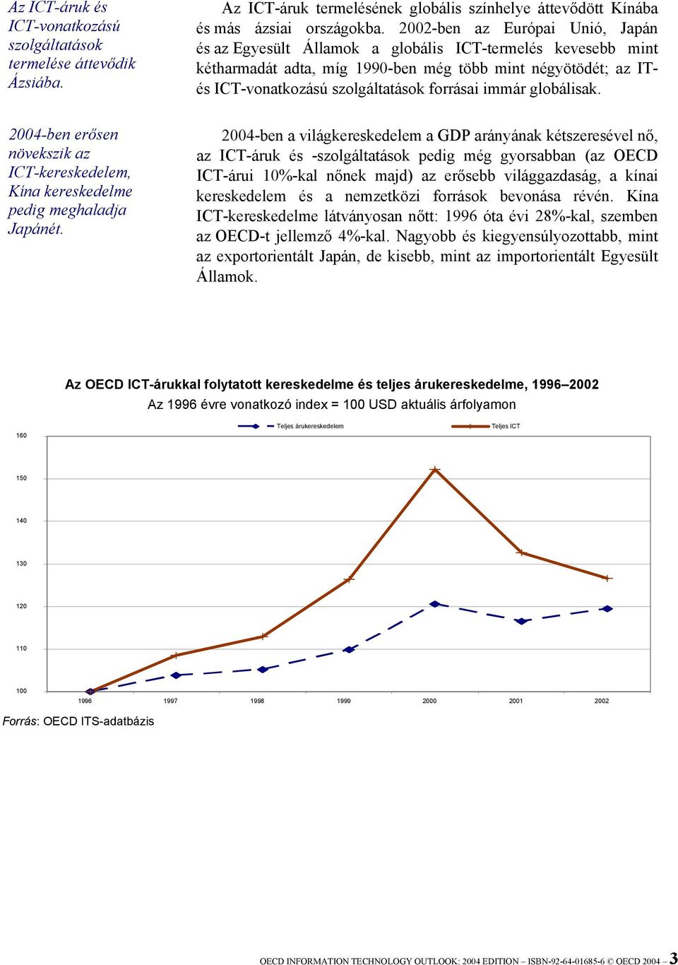 immár globálisak. 2004-ben erősen növekszik az ICT-kereskedelem, Kína kereskedelme pedig meghaladja Japánét.