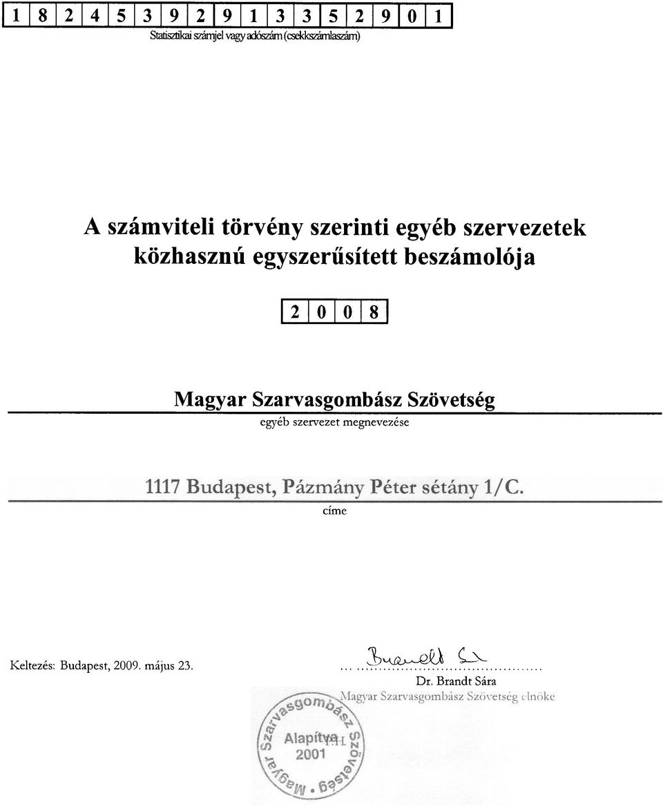 beszam ol6ja 1210 10181 Magyar Szarvasgombasz Szovetseg egyeb szervezet