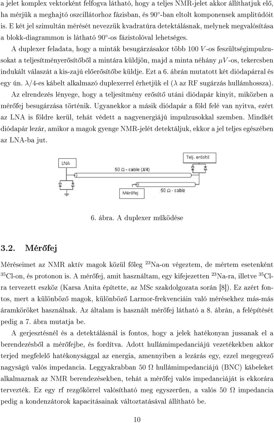 A duplexer feladata, hogy a minták besugárzásakor több 100 V -os feszültségimpulzusokat a teljesítményer sít b l a mintára küldjön, majd a minta néhány µv -os, tekercsben indukált válaszát a kis-zajú