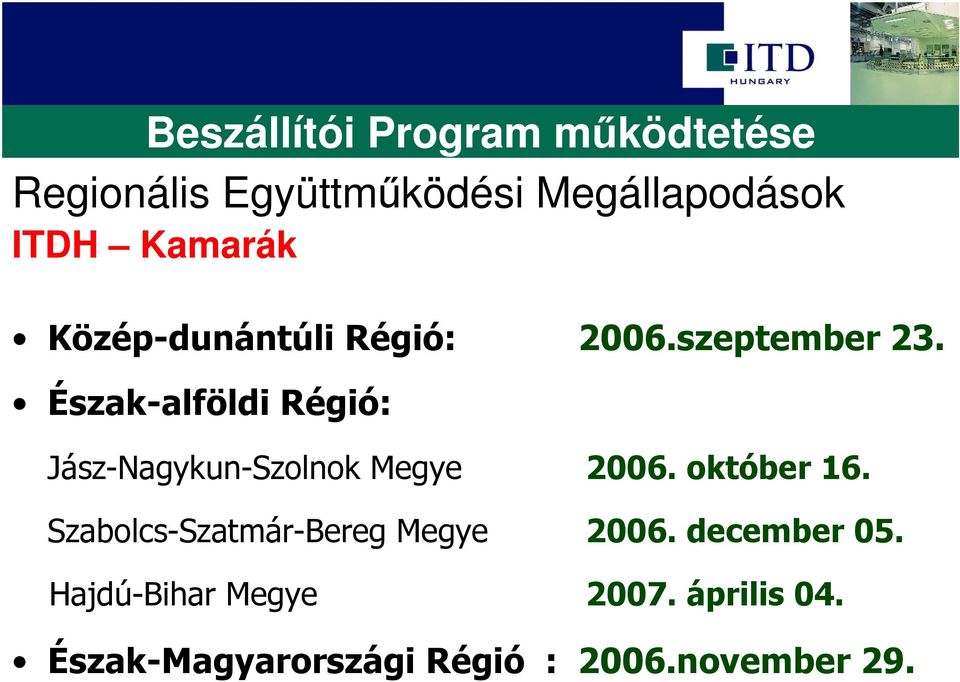 Észak-alföldi Régió: Jász-Nagykun-Szolnok Megye 2006. október 16.