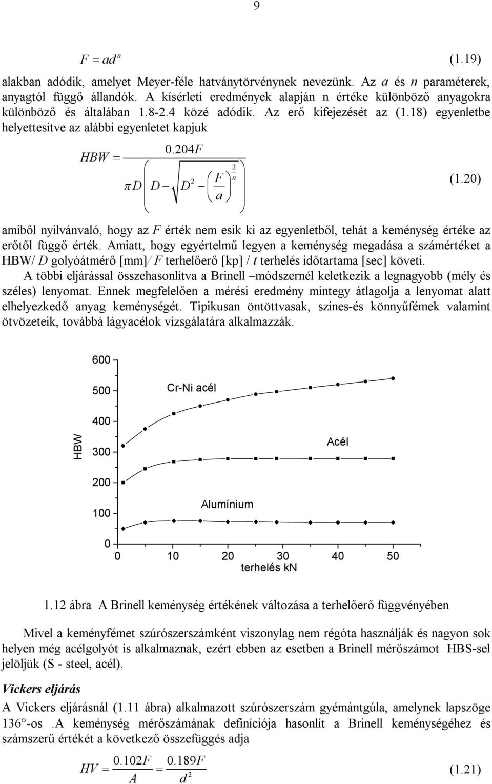 4 n D a (1.) amiből nyilvánvaló, ogy az érték nem esik ki az egyenletből, teát a keménység értéke az erőtől függő érték.