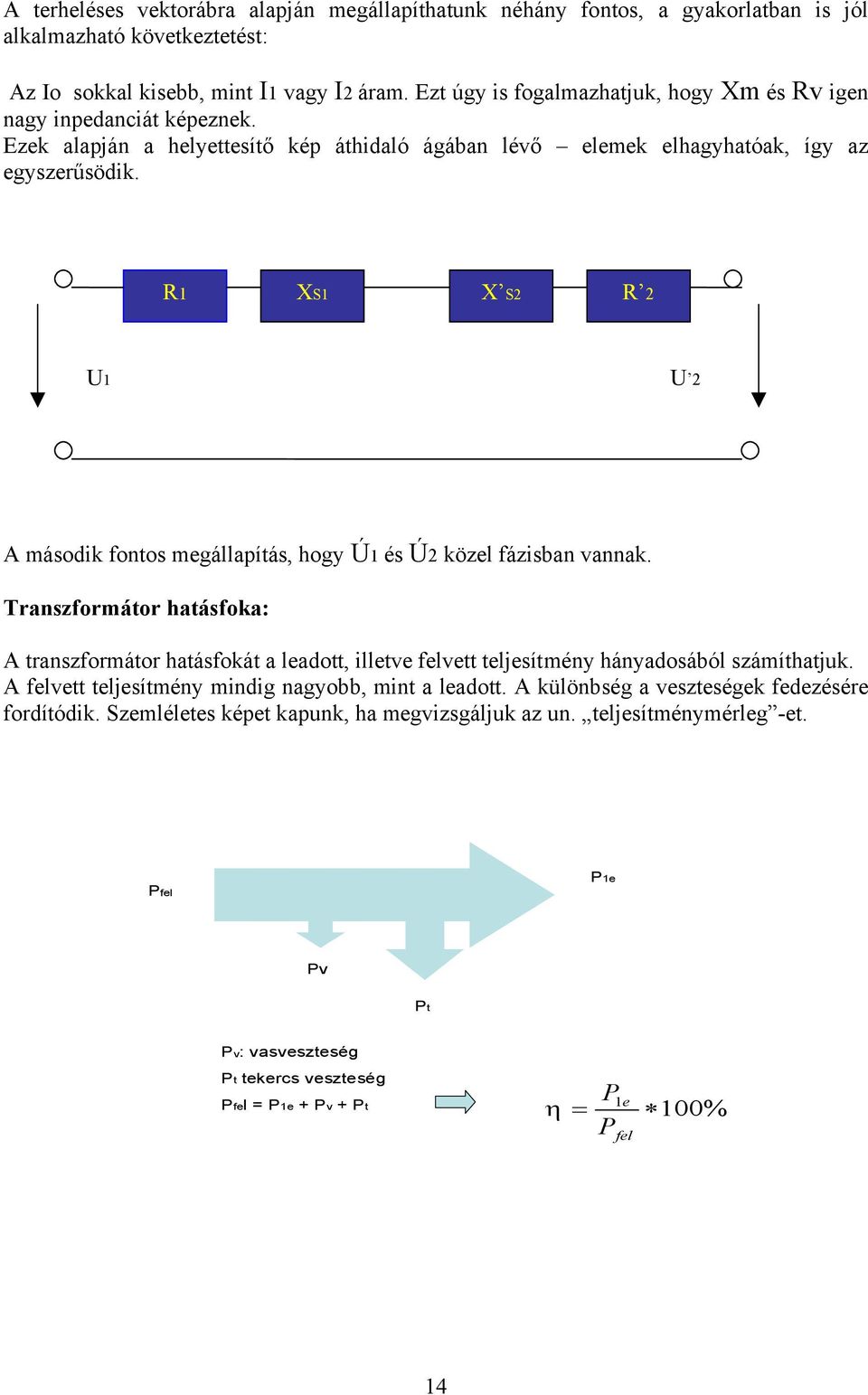 R1 XS1 X S2 R 2 U1 U 2 A második fontos megállapítás, hogy Ú1 és Ú2 közel fázisban vannak.