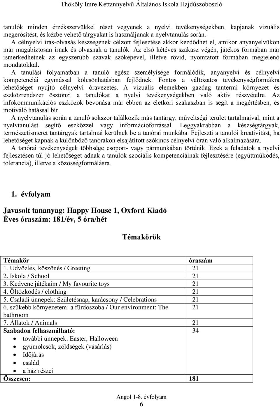 Az első kétéves szakasz végén, játékos formában már ismerkedhetnek az egyszerűbb szavak szóképével, illetve rövid, nyomtatott formában megjelenő mondatokkal.