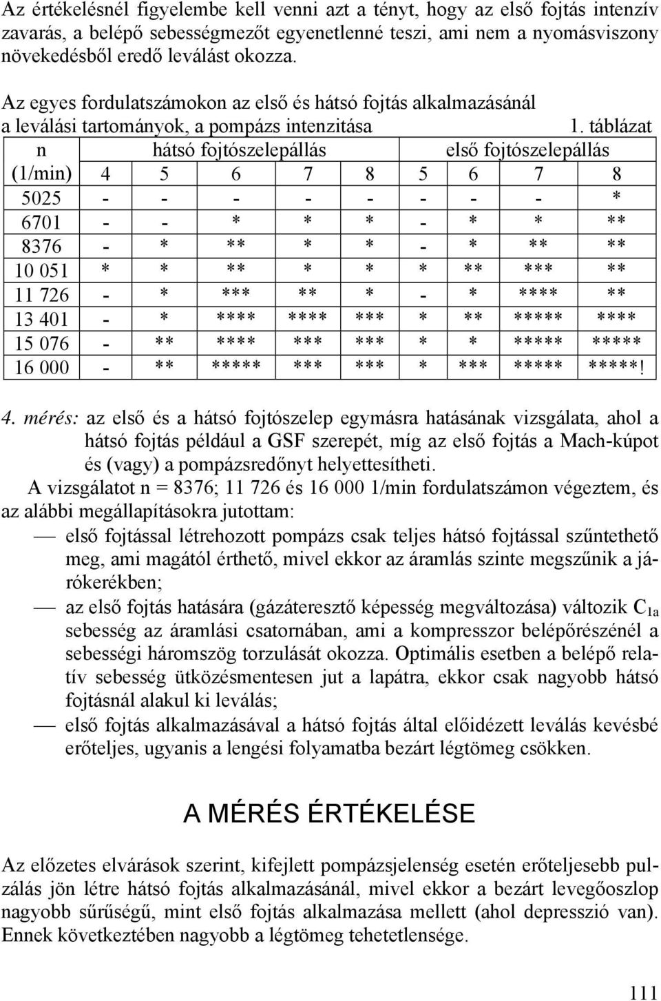 táblázat n hátsó fojtószeleállás első fojtószeleállás (1/min) 4 