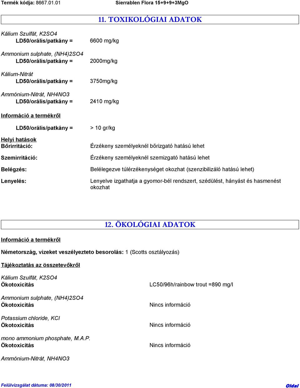 (szenzibilizáló hatású lehet) Lenyelve izgathatja a gyomor-bél rendszert, szédülést, hányást és hasmenést okozhat 12.